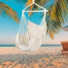 Distinctive Cotton Canvas Hanging Rope Chair With Pillows Beige Garden Furniture 5