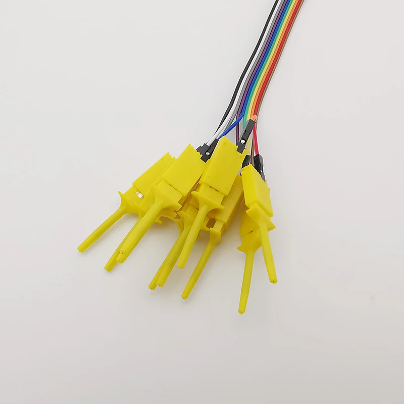 20CM Flat Test Hook Clip Logic Analyzer Cable Gripper Probe Testing Wire Clamp Kit Yellow/Red/Black/Green/White/Blue