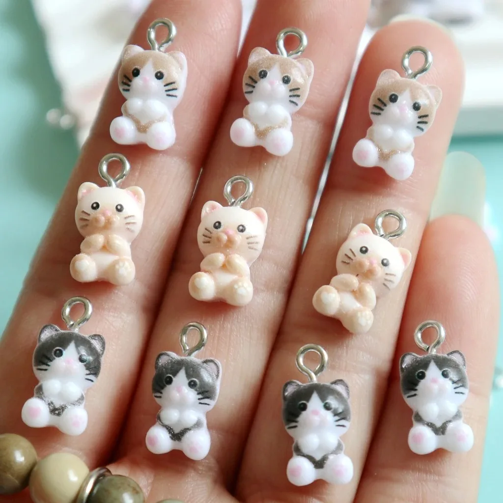 귀여운 미니 고양이 새끼 참 장식품 - DIY 쥬얼리 제작을 위한 20개의 사랑스러운 레진 펜던트 - 패션 액세서리 - 도매 공예 선물