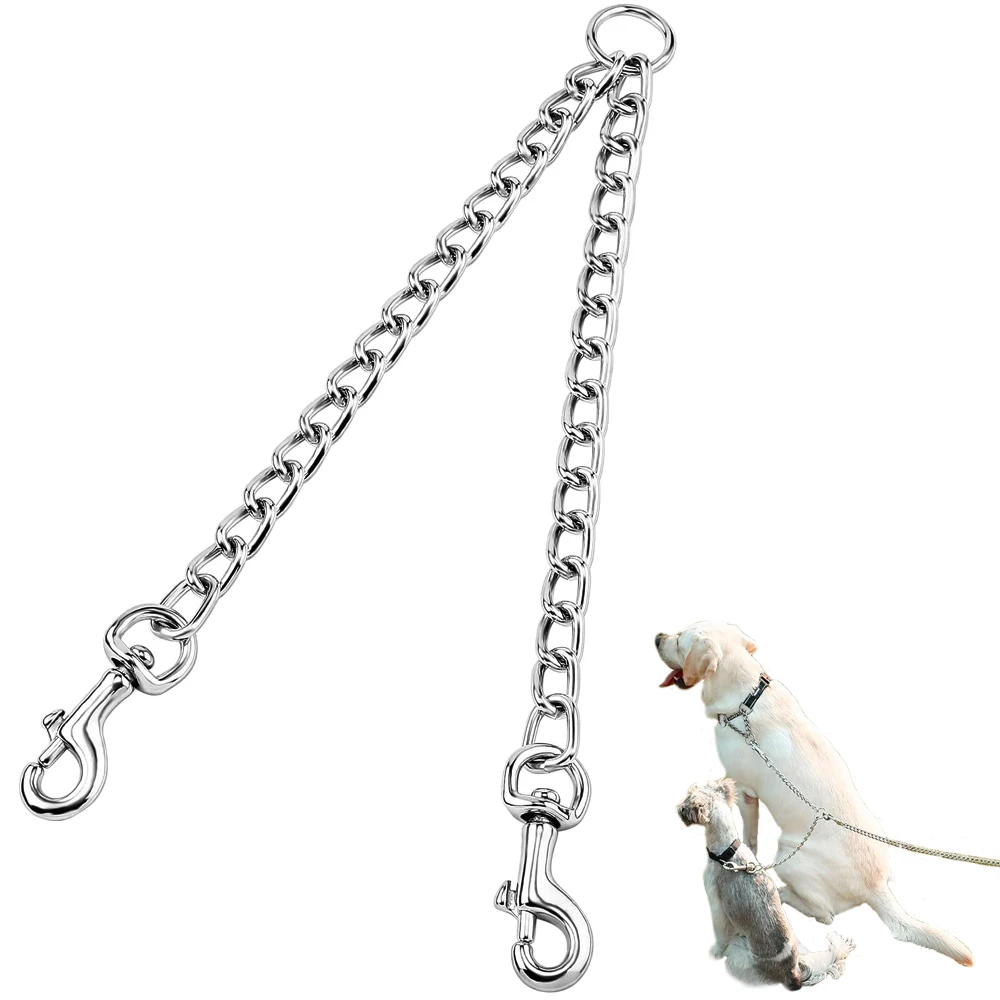 Heavy Duty 2 Way Dog Lead Splitter Catena Metallica Doppia Clip Per Animali Domestici Guinzaglio Accoppiatore Per Cani Di Taglia Piccola E Media Che C