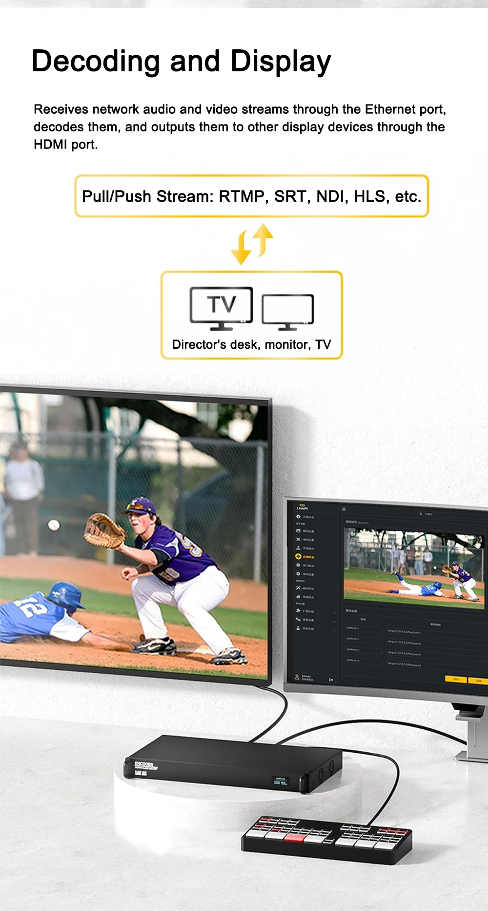 Link Pi ENC8-1U 4K-HDMI Video Codec 8-channel HDMI Encoder 1080P@60fps 4GB DDR4