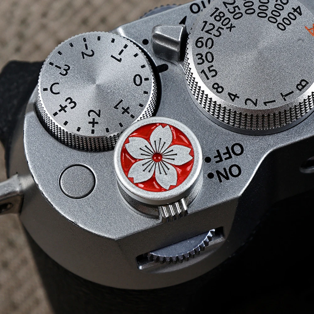 1세트 메탈 사쿠라 카메라 핫슈 커버 + 셔터 릴리즈 버튼 보호 캡 (캐논, 니콘 Z30, , 후지 XT5, XS20 카메라용)