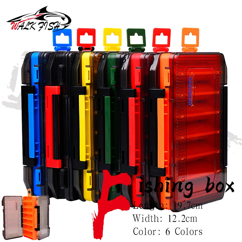 

WALK FISH Outdoor Portable 14 Compartments Fishing Box Double Sided Lure Bait Organization Multi Functional Fishing Tool Box
