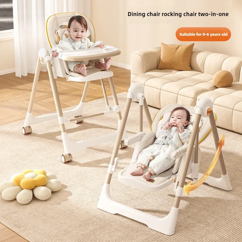 Baby dining chair multifunctional foldable baby dining table chair portable 2-in-1 rocking chair suitable for 0-6 years old