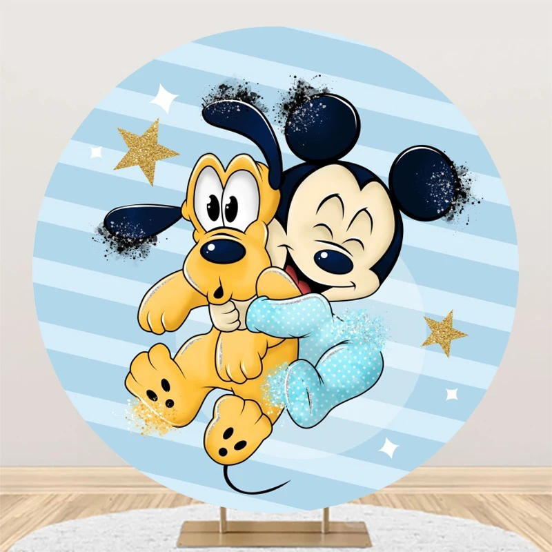Disney Mickey Mouse Goofy Round Photo Background Puntelli Sfondo Per La Fotografia Baby Shower Decorazione Festa Di Compleanno Photozone