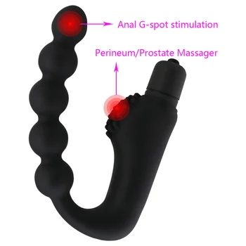 Silicone 10 Speeds Anal Plug Prostate Massager Vibrator Butt Plugs 5 Beads Sex Toys for Woman Men Adult Product Sex Shop Sexo 3