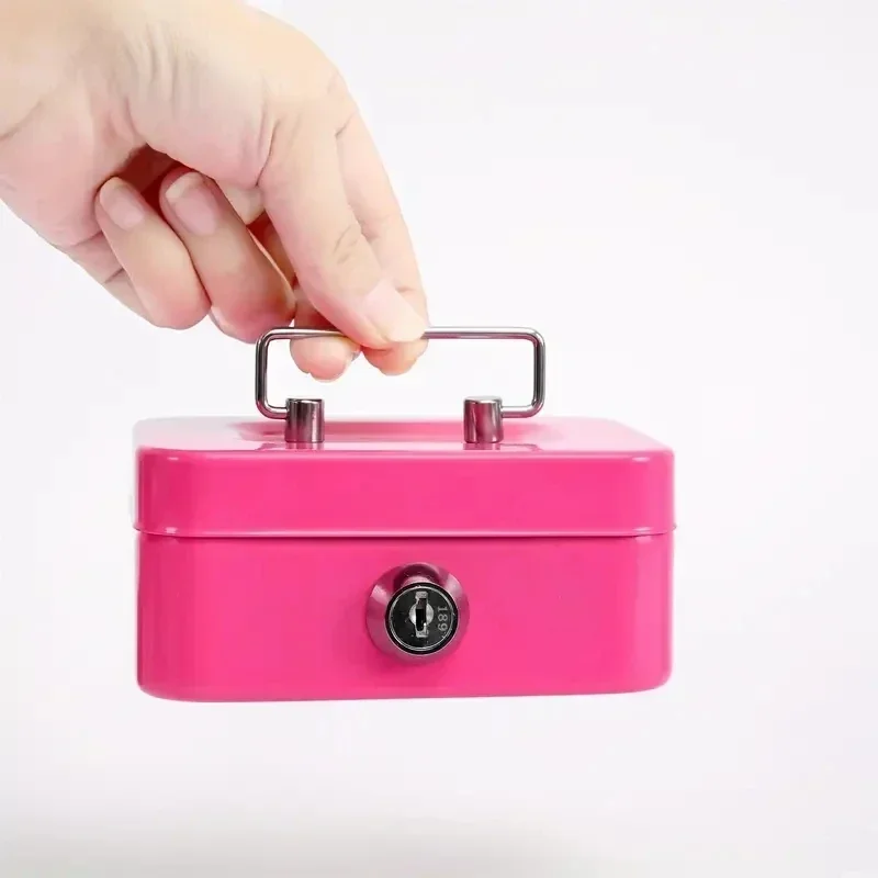Cash Box Metal Cash Box Mini Safe Lock Box Money Bank Metal Coin Bank Security Sturdy Cash Portable for Kids Coin Collection