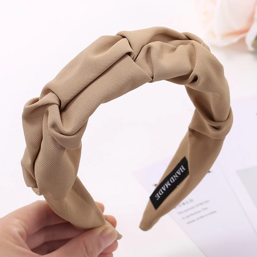 Solid Color Knotted Headband For Women Soft Fabric Wide Hairband Fashion Turban Hair Hoop Girls Daily Hair Accessories