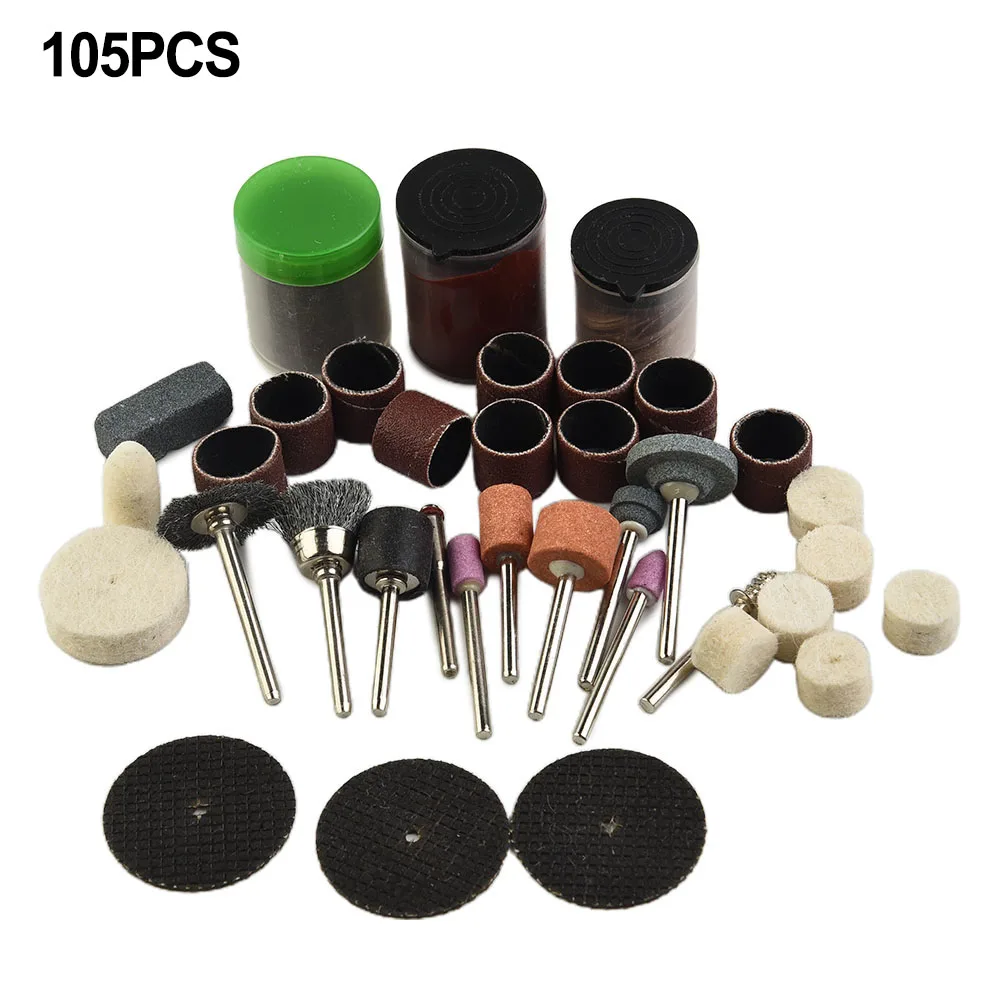 105Pcs Set Rotary Tool Accessories Kit Pads Cutting Drums Grinding