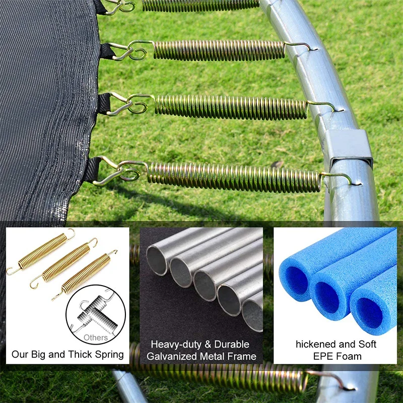 Large Family-Size Indoor/Outdoor Trampoline with Protective Features for Kindergarten & Park Play Garden Children's Play Zone