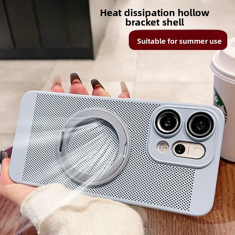 Durable Hard PC Ring Stand Magnetic Protective Back Cover with Heat Dissipation