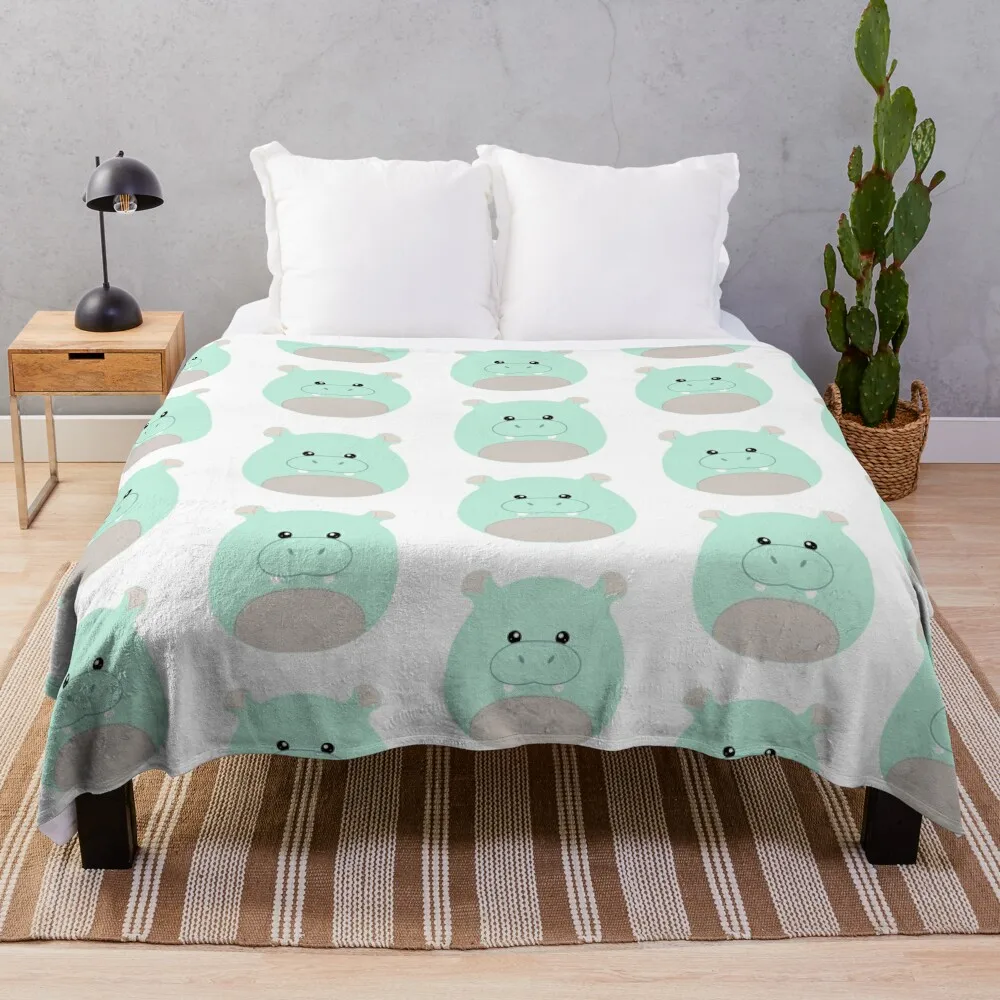 Hank the Hippo Throw Blanket Throw Rug