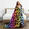 Rainbow Leopard Flannel Blankets Quality Soft Warm Animalier Print Bedding Throws Winter Camping Outdoor Pattern Bedspread 5