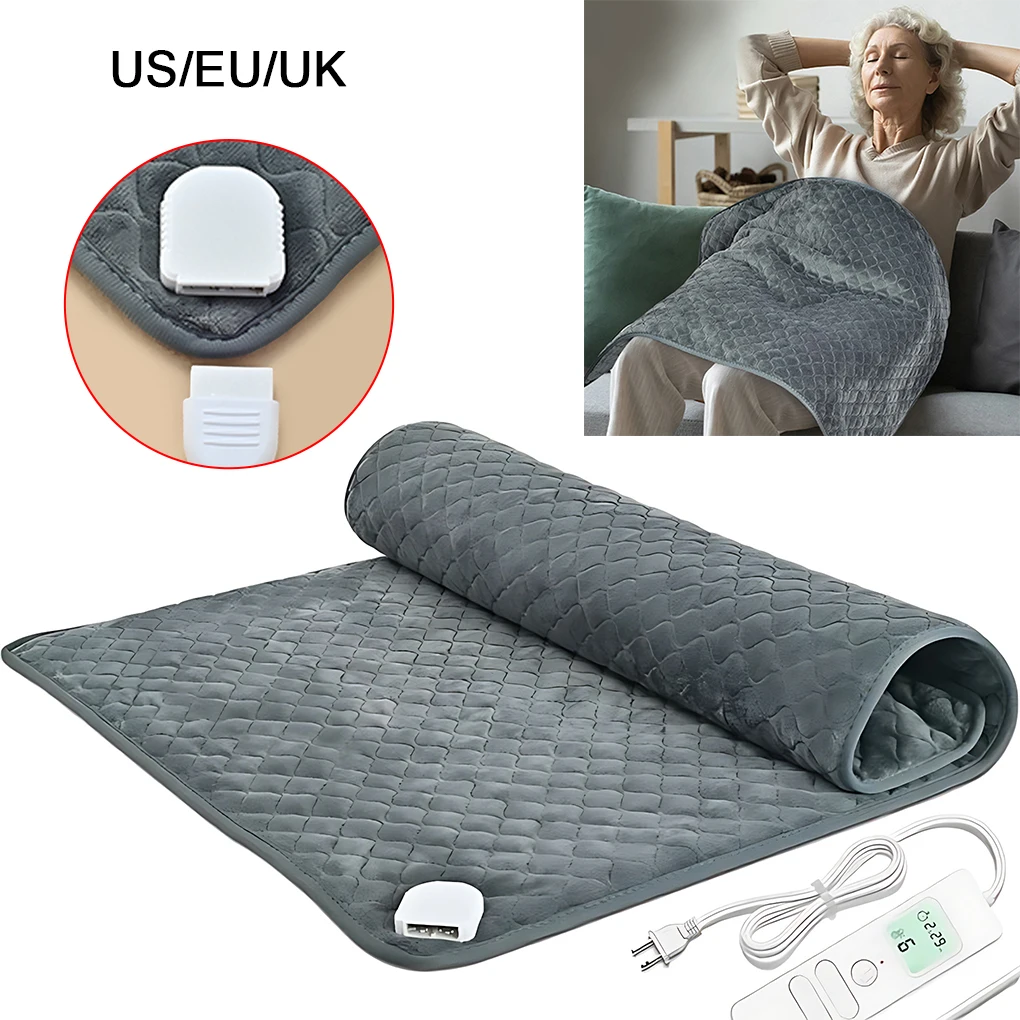 

80*60cm Electric Heating Pad Massager Therapy for Body Abdomen Back Pain Relief 9Modes Winter Heated Blanket Thermal Massage Mat
