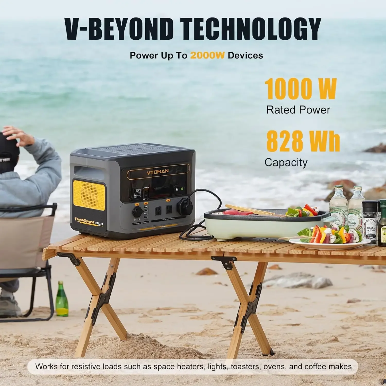 VTOMAN FlashSpeed 1000 Portable Power Station UPS LiFePO4 Battery Generator 70Min Fully Charged 1000W(Peak 2000W) Solar Genera
