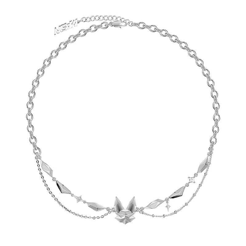 MASW Original Design Cool Trend High Quality Brass Thick Silver Plated Chain Fox Pendant Necklace For Women Jewelry Party Gift