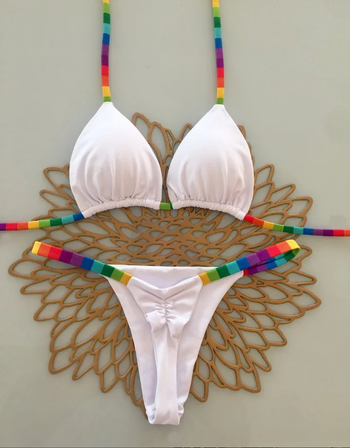 Brazilian Bikini Set Sexy Push Up Swimsuit Two Piece Triangle Tie Side Bottoms Beach Swimming Wear​ Bathing Suit Women