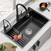 Stainless Steel Kitchen Sinks Kitchen Accessories Black Nano Large Single-slot Wash Basin Under Countertop Thicken Washing Sink 3