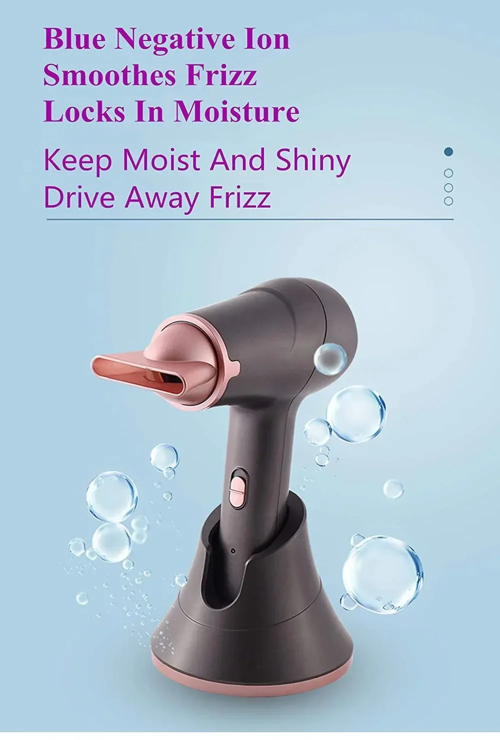 Description Picture 4 of itemPortable Rechargeable Wireless Hair Dryer Travel/Outdoor Wireless Blower Negative Ions Hair Care 300W Hot and Cool Air