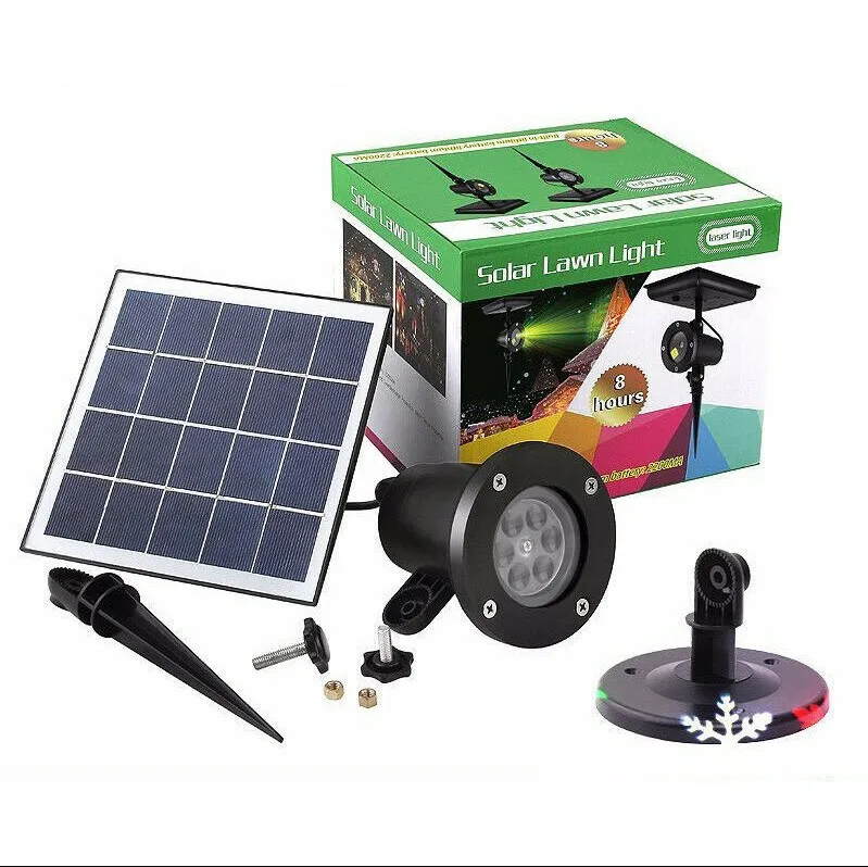 Solar Christmas Projection Light LED Snowflake Laser Lamp Outdoor Garden Waterproof Solar Flood Light Home Xmas New Year Lights