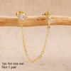 1 pièce 14K plaqué or cheval oeil chaîne gland Zircon boucles d'oreilles pour femmes géométrique minimalisme boucles d'oreilles bijoux accessoires