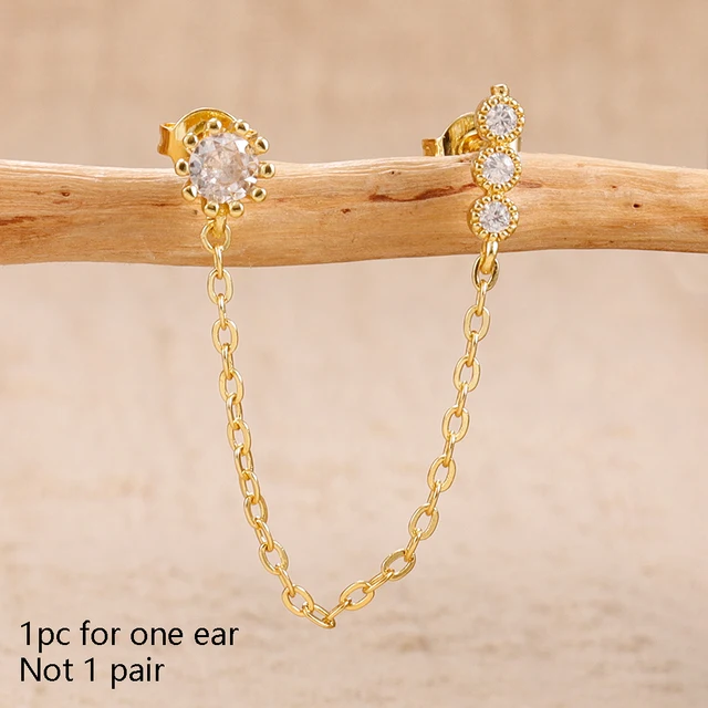 1 pièce 14K plaqué or cheval oeil chaîne gland Zircon boucles d'oreilles pour femmes géométrique minimalisme boucles d'oreilles bijoux accessoires