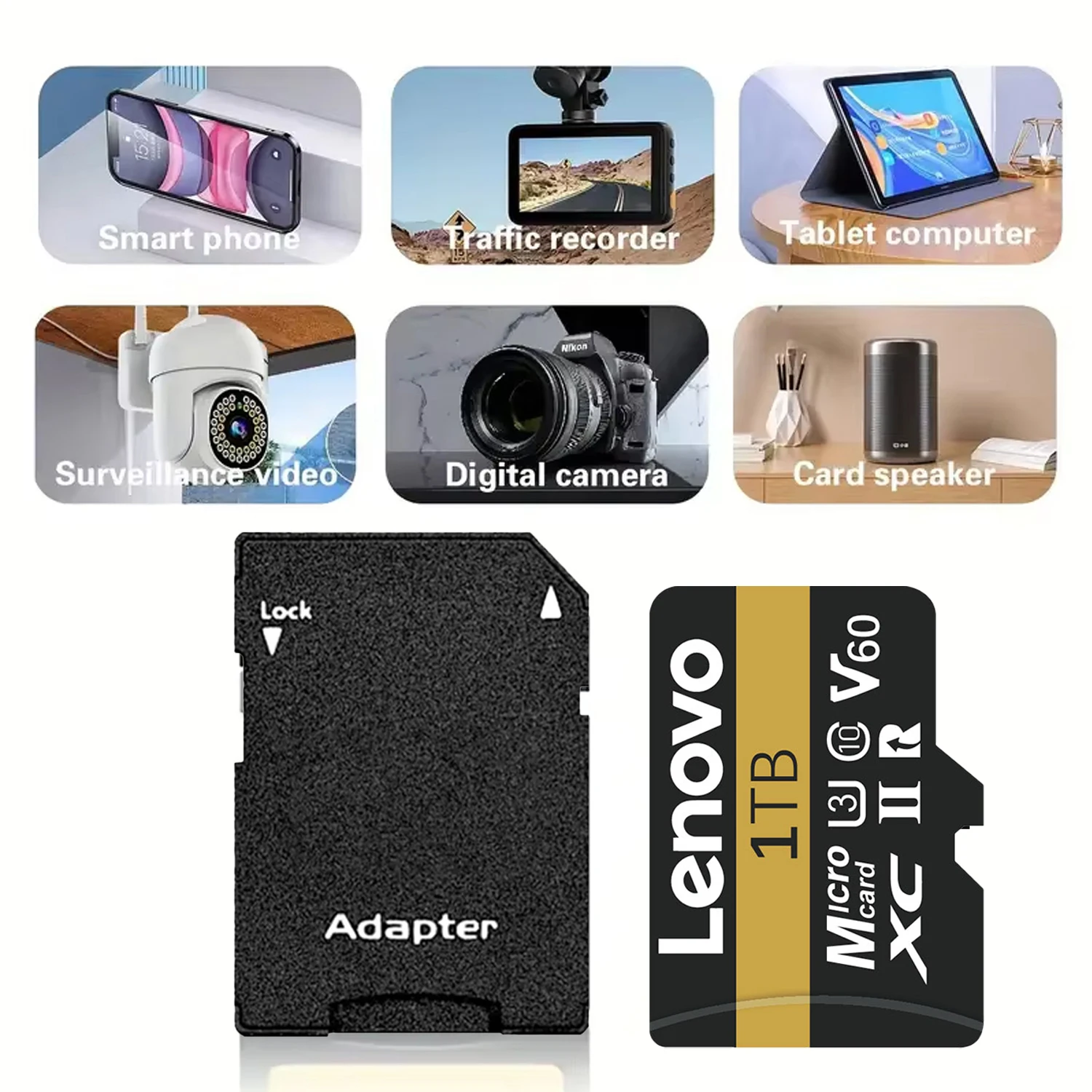 레노버 1TB 고속 마이크로 SD 메모리 카드 512GB 256GB 128GB 메모리 카드 카메라 감시 장치용 안정적인 성능