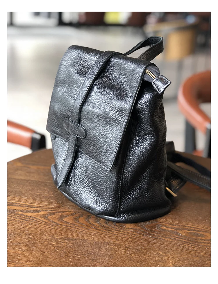 Natural Real Cowhide Women Backpack Vintage Genuine Leather Simple Small Bagpack Travel Soft Mini Cute Bookbags For Girls