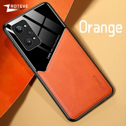 Zroteve PU Leather Magnetic Car Mount Hard Case - Premium Protective Cover for Realme GT3 (Orange)