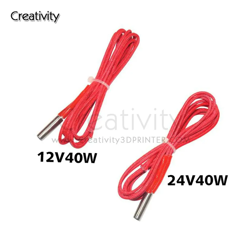 3D Printer Part Heating Tube 6*20mm Red Color 12V/24V 40W 1Meter  Heating Pipe Ceramic Cartridge Heater 3D Printer Accessories