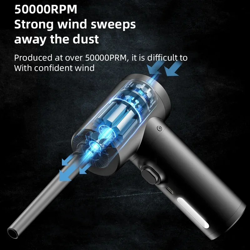 50000 RPM Wireless Air Duster-USB Compressed Air Blower for Cleaning Computers Laptops Keyboards and Cameras Car Vacume