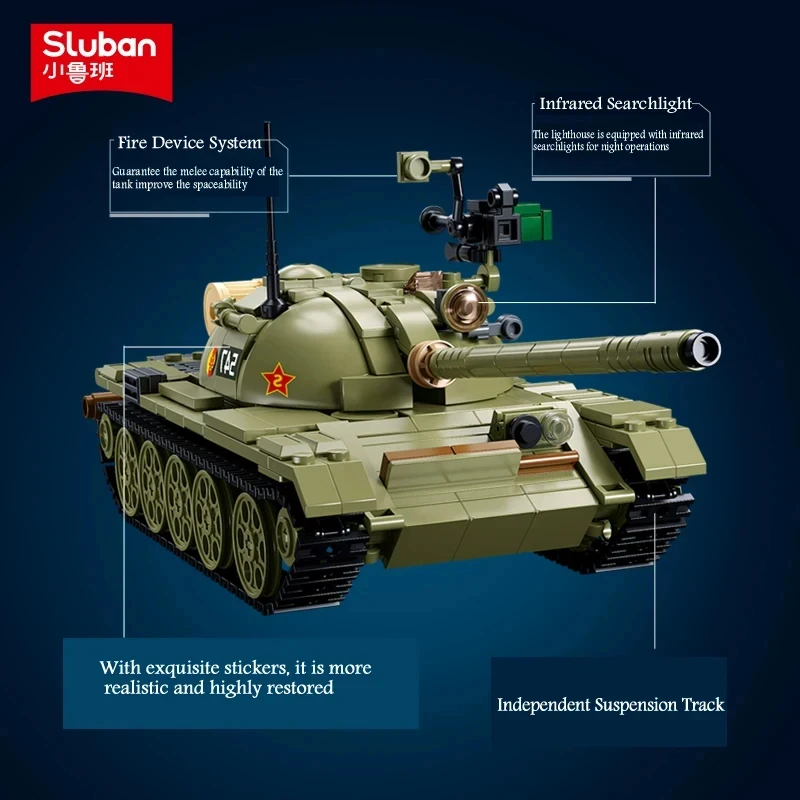 Sluban ARMY T-54S  ũ  긯, WW2 ũ    Ʈ, ǱԾ , ̿  DIY 峭, 604PCs