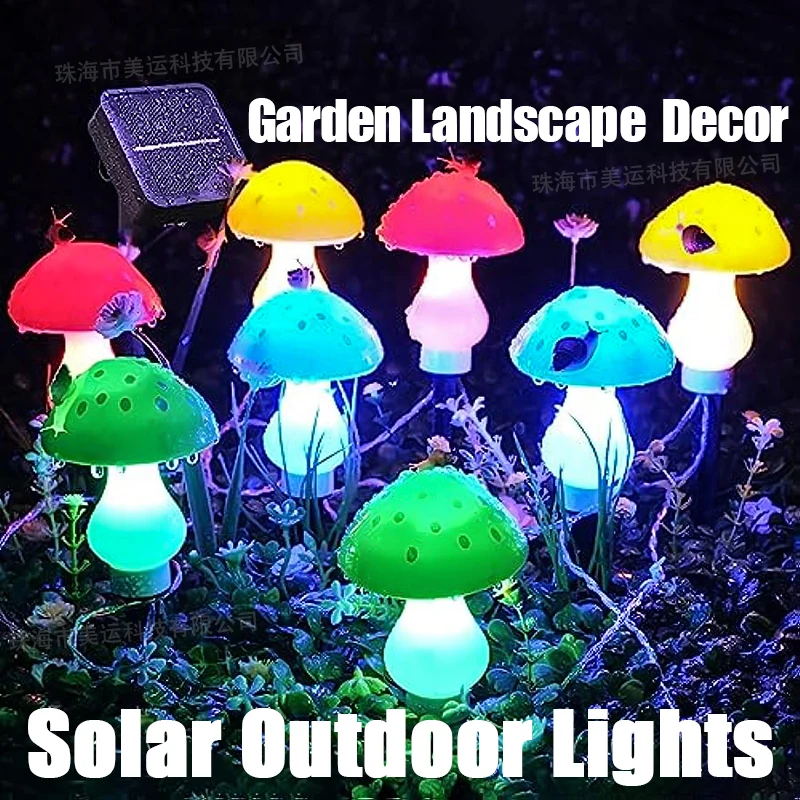 Solar Mushroom String Lights For Outdoor New Garden Extreme Bright 8LED Waterproof Villa Balcony Lawn Party Landscape Decor Lamp