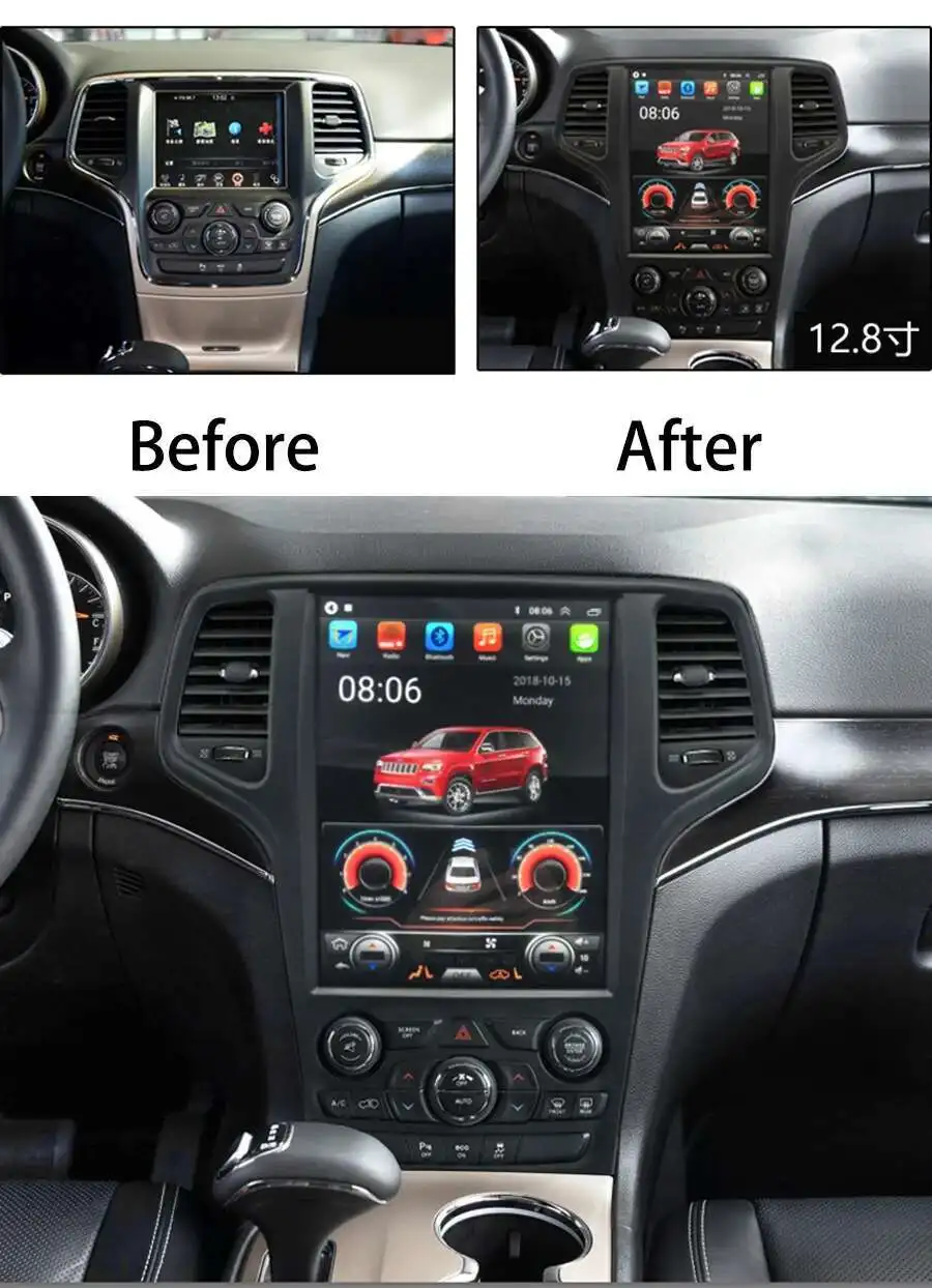 For Jeep Grand Cherokee 2017 2 Din Car Multimedia Stereo Radio Android 14 Screen