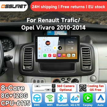 Radio OSSURET AI Android 14 para Renault Trafic, Opel Vivaro 2010 2011 2012 2013 2014, sistema inteligente Carplay, reproductor multimedia de vídeo para coche, GPS 4G 6115 1