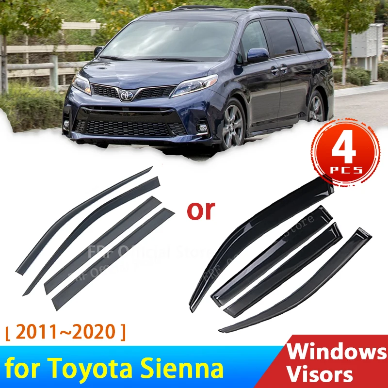 4x for Toyota Sienna XL30 2011~ 2013 Accessories Deflectors Car Side Windows Visors Rain Eyebrow Guard Sun Visor Awning Trim