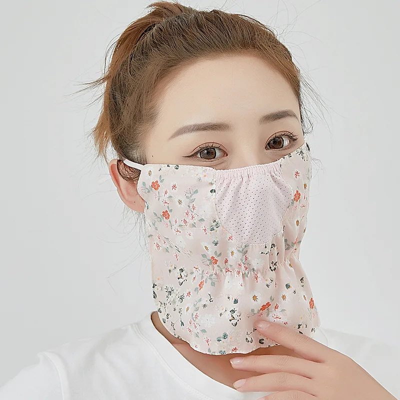 Spring Summer Mask New Neck Protection Breathable Sunscreen Women's Masks Outdoor Riding Floral Sand Veil Opening Dust Mask face mask womens face scarf