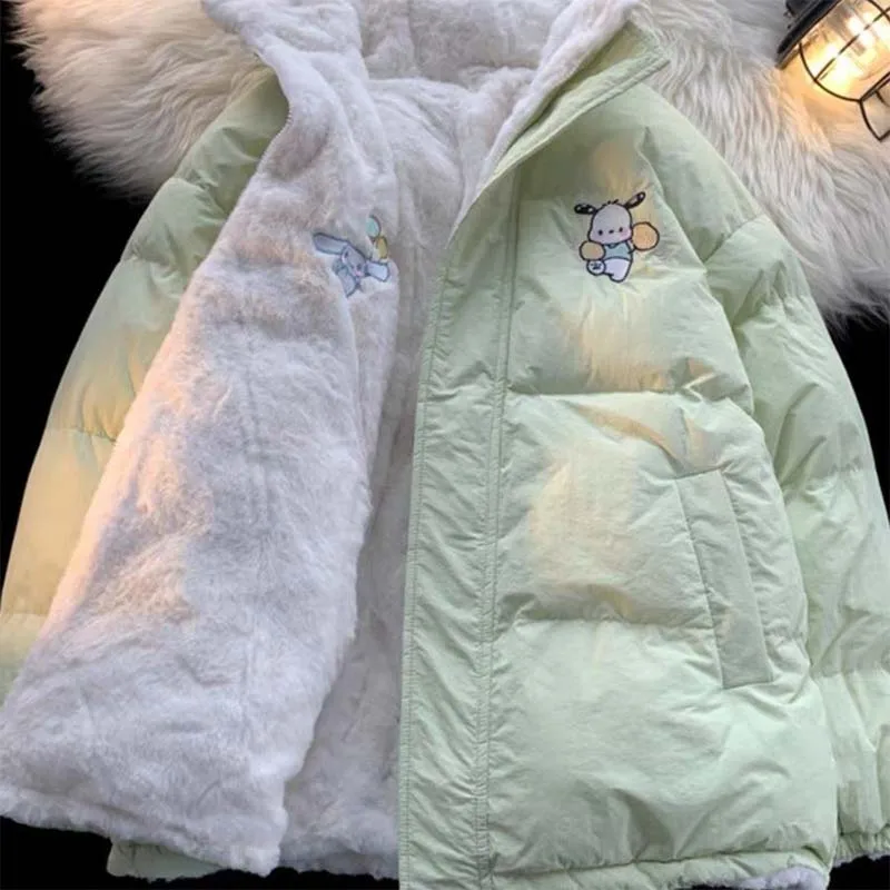 

Двусторонняя стеганая куртка Cinnamoroll понравико кавайная аниме стеганая куртка Женское зимнее теплое пальто рождественский подарок
