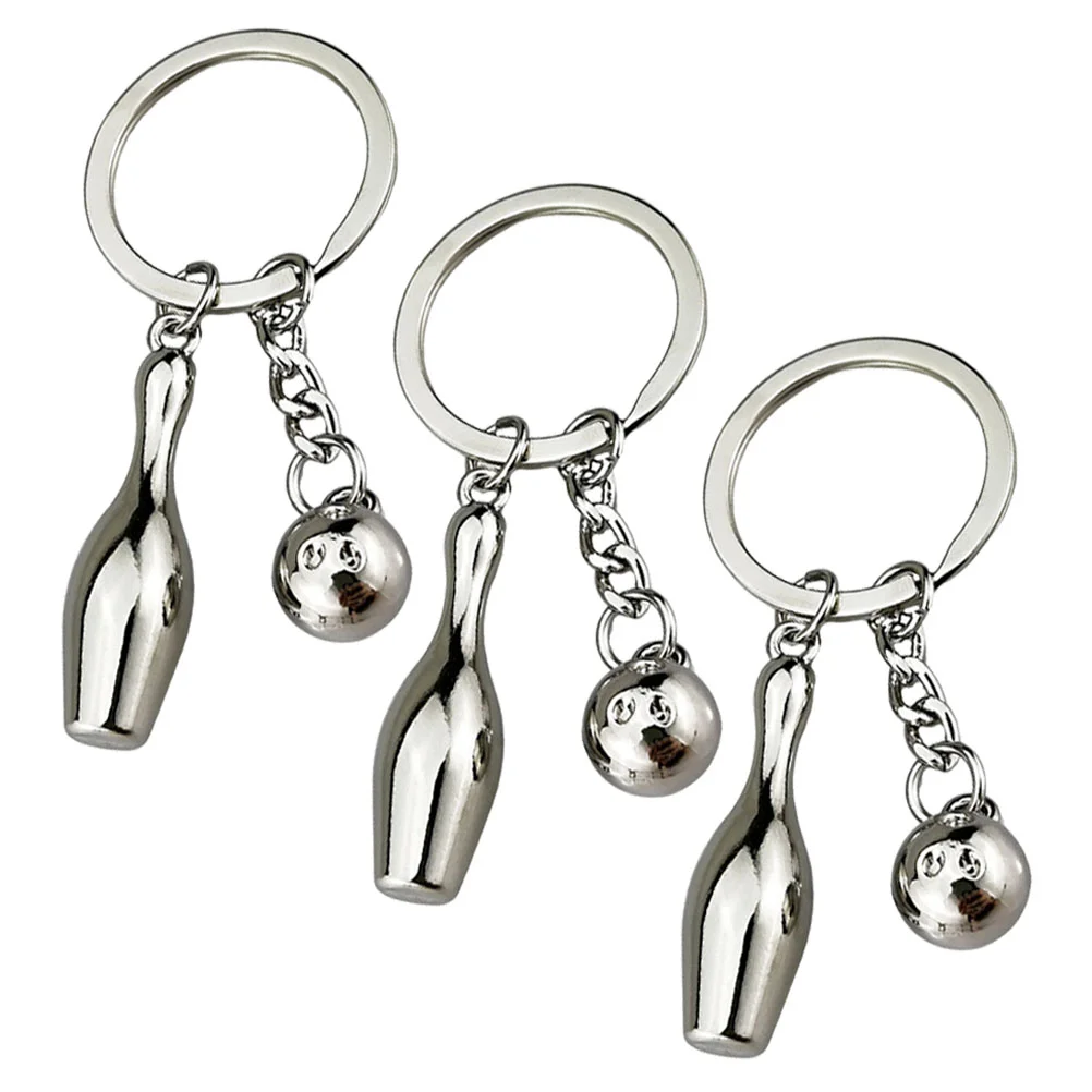 

3 Pcs Locket Bowling Keychain Simulated Keychains Adorable Shape Pingpong Match Keepsakes Pendants Mini