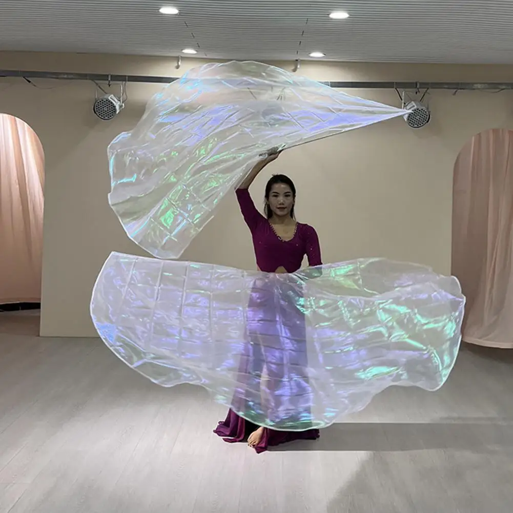 Dancing Flag with Expandable Stick Half Circle Shape Bright Color Luster Surface Performance Costumes Props Praise Flag