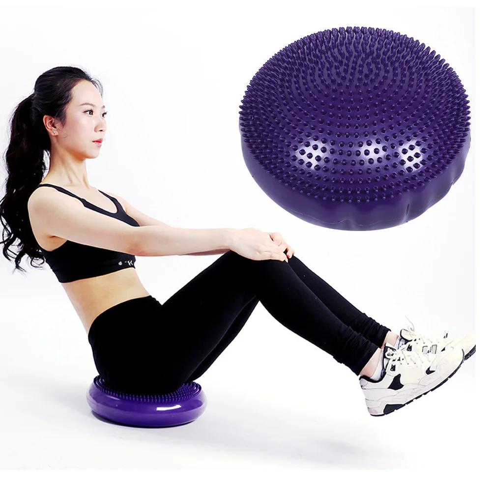 ZK20 Purple Soft Yoga Balance Board Disc Gym Stability Air Cushion Massage Pad without Inflator Pump