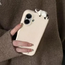Cartoon Cute 3D Cat Lychee Leather Soft Phone Case - Honor 70 Pro Plus (White Bym)