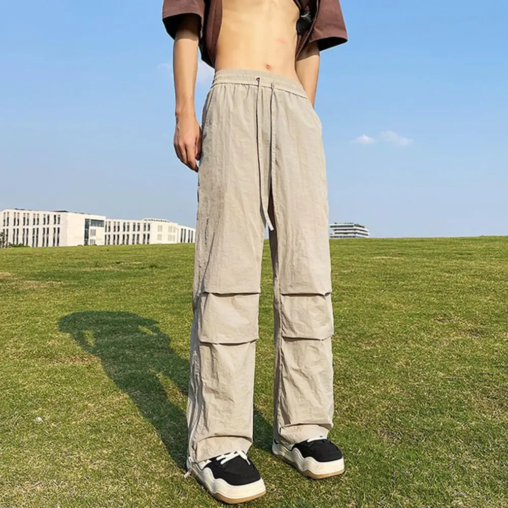 Description Picture 2 of itemSpring Summer Soft Stretch Fabric Men's Casual Pants Thin Slim Grey Trousers Male Hem Elastic Waist  Jogging Sweatpants Trousers