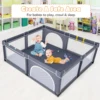 Extra Large Baby Playpen Safety Baby Play Yard w/50 Ocean Balls & 4 Handles 2