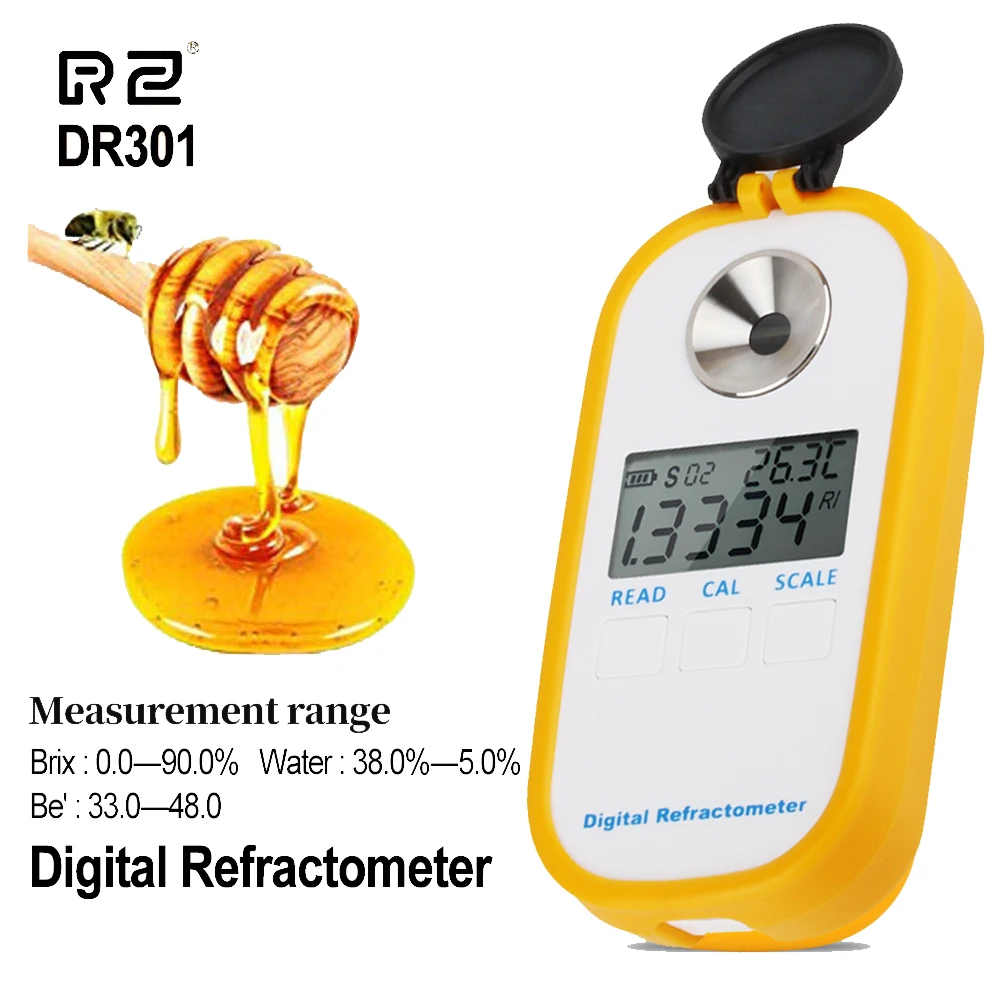 

Digital Honey Refractometer Honey Moisture Brix Bee Baume 0-90% Portable Water 5-38% Beekeeping Tester Honey Concentration Meter