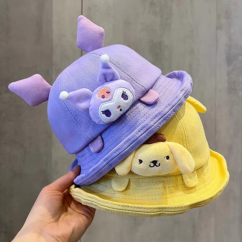 

Детская Рыбацкая шляпа Sanrio, весенне-осенняя мультяшная шляпа для девочек, милая универсальная Солнцезащитная шляпа от солнца