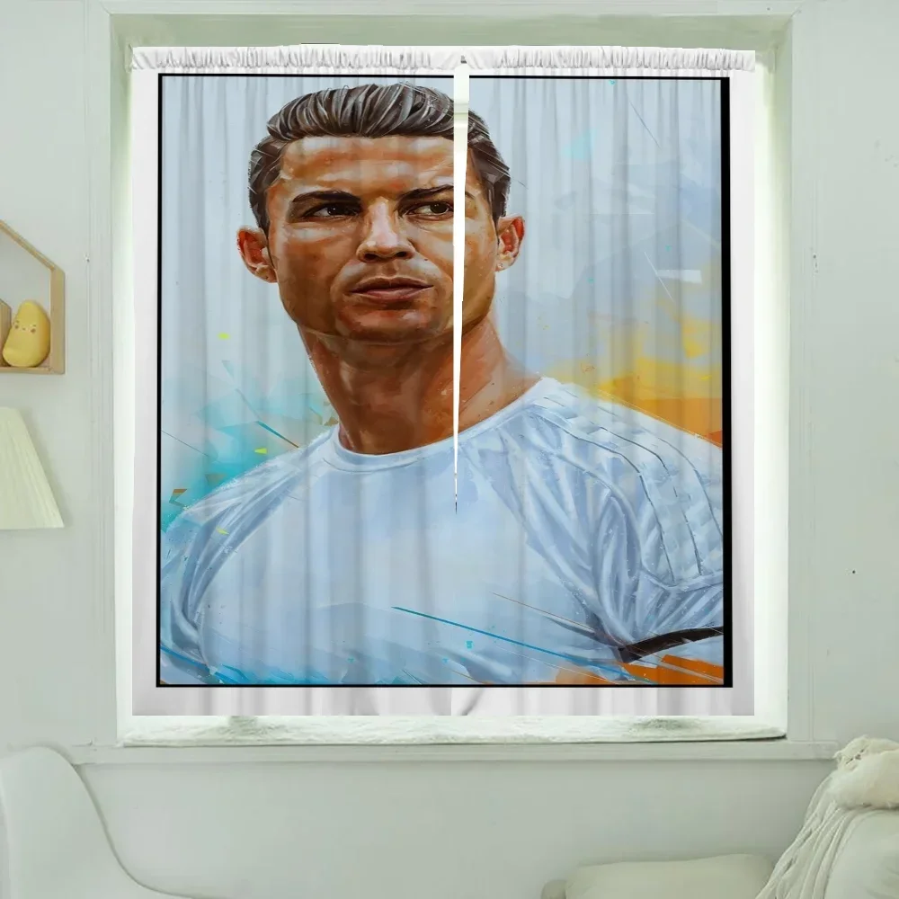 Window Kitchen Curtains for Living Room 2 Pieces Blackout Curtains Door Curtain Cristiano Ronaldo Partition Bedroom Decoration 3
