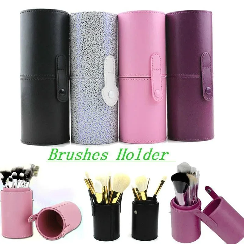 Makeup Brush Holder PU Makeup Brush Storage Bucket Makeup Bucket Cylinder Bag Beauty Tools