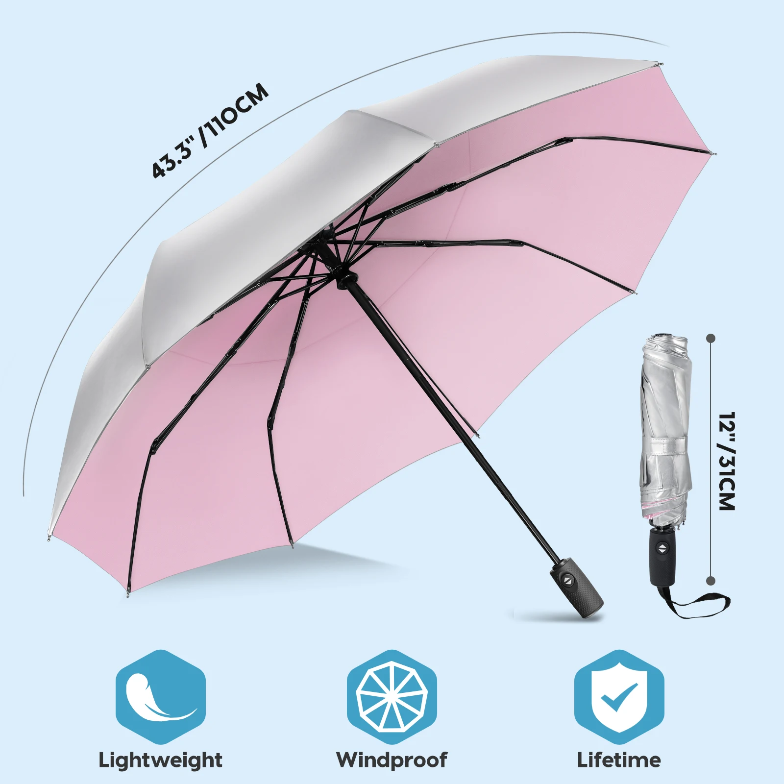 ZOMAKE utomatic Folding Umbrella Travel Umbrella UV Protection Small Portable Sun Umbrellas Compact Paraguas AWindproof
