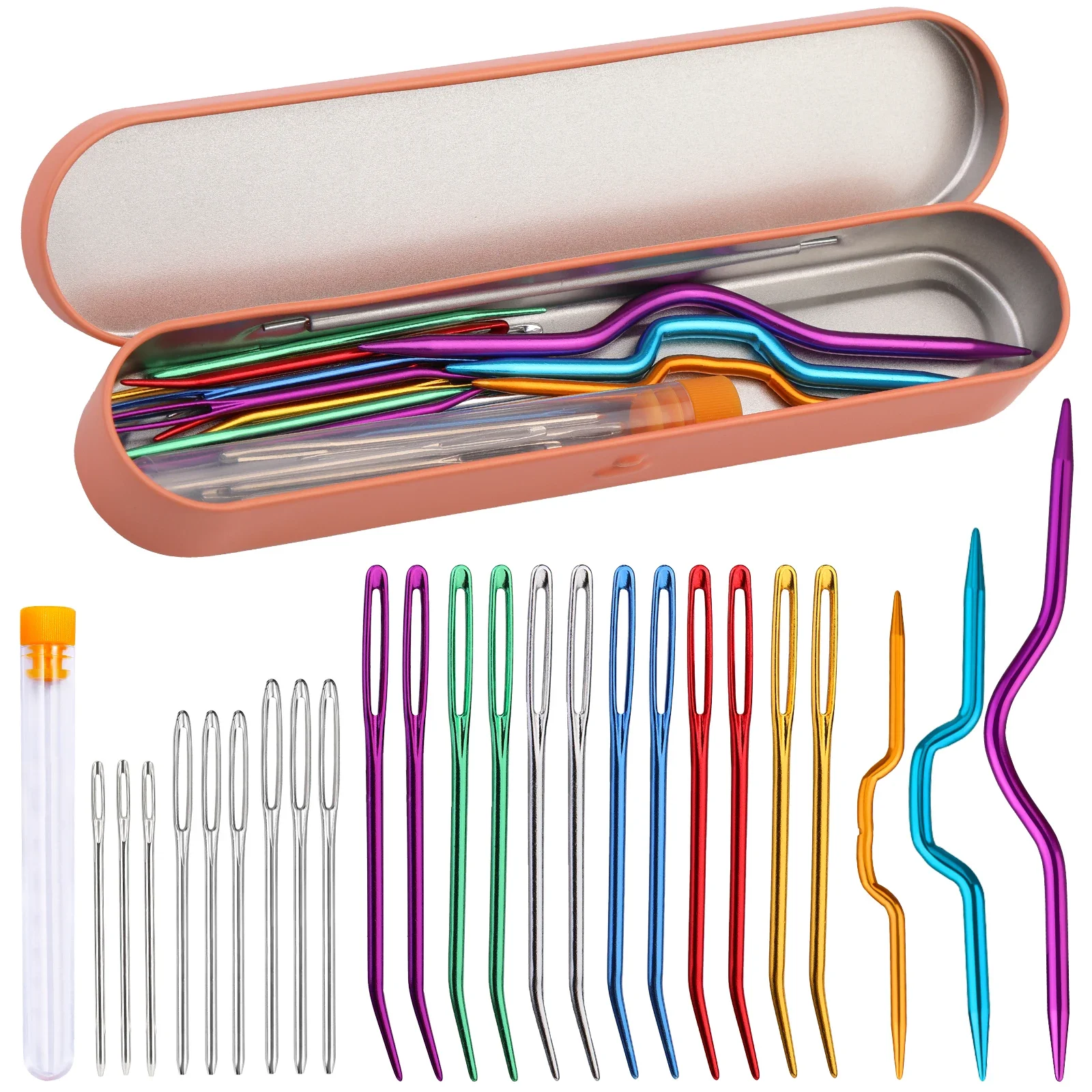 IMZAY Professional Crochet Knitting Set with Large-Eye Blunt Needle Darning Needle Storage Box Yarn Needle Tapestry Needles Kit IMZAY Professional Crochet Knitting Set with Large-Eye Blunt Needle Darning Needle Storage Box Yarn Needle Tapestry Needles Kit